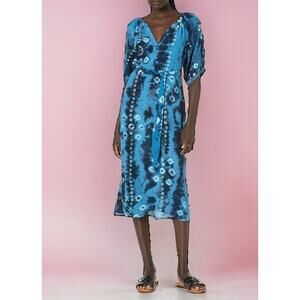 VELVET By Graham & Spencer WOMENS Amia Viscose Blue Tie Dye Dress Midi $257 NEW